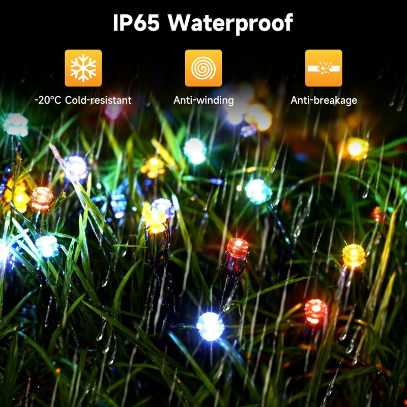 66FT Solar String Lights Outdoor Waterproof, 200LED Solar Christmas Lights