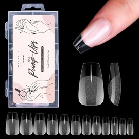 Makartt Coffin Fake Nail Tips: Medium-Short Full Cover Pre-shape Gel Nail Tips Half Matte Soft Clear Acrylic False Nails, 12 Sizes Press on Nail Extension DIY Salon Home Gifts for Women 120pcs