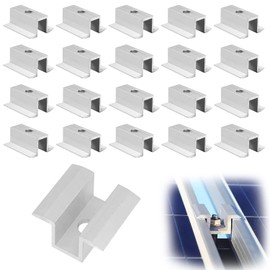 Pack of 20 Centre Clamp Photovoltaic, 8 mm Bore PV Module Mounting, Solar Module Bracket, Centre Clamp Photovoltaic, for Photovoltaic Solar Mounting, Solar Module Attachment