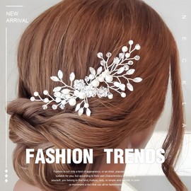 JEYORZY 1 Piece Hair Comb Hair Accessories Bridal Wedding Hair Combs Women Rhinestone Pearl Bridal Hair Accessories Silver Flower Silver Crystal Wedding Pearls Hair Clips Hair Accessories for Women