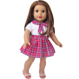 NIXNUT Puppenkleidung, Schuluniform, Sommerkleidung für 18-Zoll-American Girl-Puppen mit Karomuster