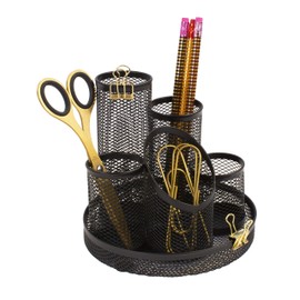 Osco Mesh Pencil Pot Scratch-Resistant with Non-Marking Base 5 Tube Black DT5 B