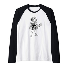 Chainsaw Girl Punk Goth Horror Fan Raglan Baseball Tee