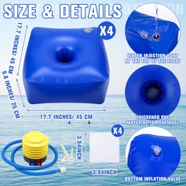 5 Pcs Water Float Kit for Canopy, Including 4 Pcs PVC Floats 18"x18"x10" and Hand Air Pump for Pool Lake Beach, Canopy Not Included(Blue)
