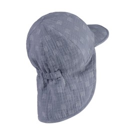 Sterntaler Peaked Cap with Dots Muslin with Neck Protection and Tie Band for Boys - Baby Hat with Graphic Dot Pattern - Cotton Sun Cap, grey, 47