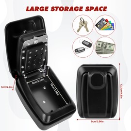GIBOHOM Key Safe with Number Code, Key Safe Wall Mounted Exterior with 12 Digits, Key Cabinet with Number Code, Rustproof, Ultra Robust with Waterproof Cover, for Home, Garage, Office, School