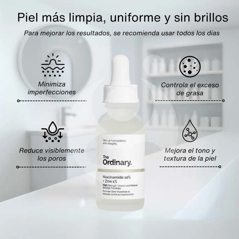 Sérum Niacinamide 10% + Zinc 1% The Ordinary Día/noche Para