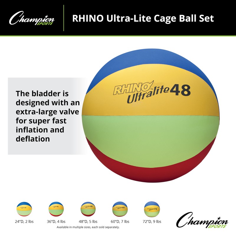 Champion Sports UL24SET Rhino Lite Cage Ball Set, Multicolored, 24"