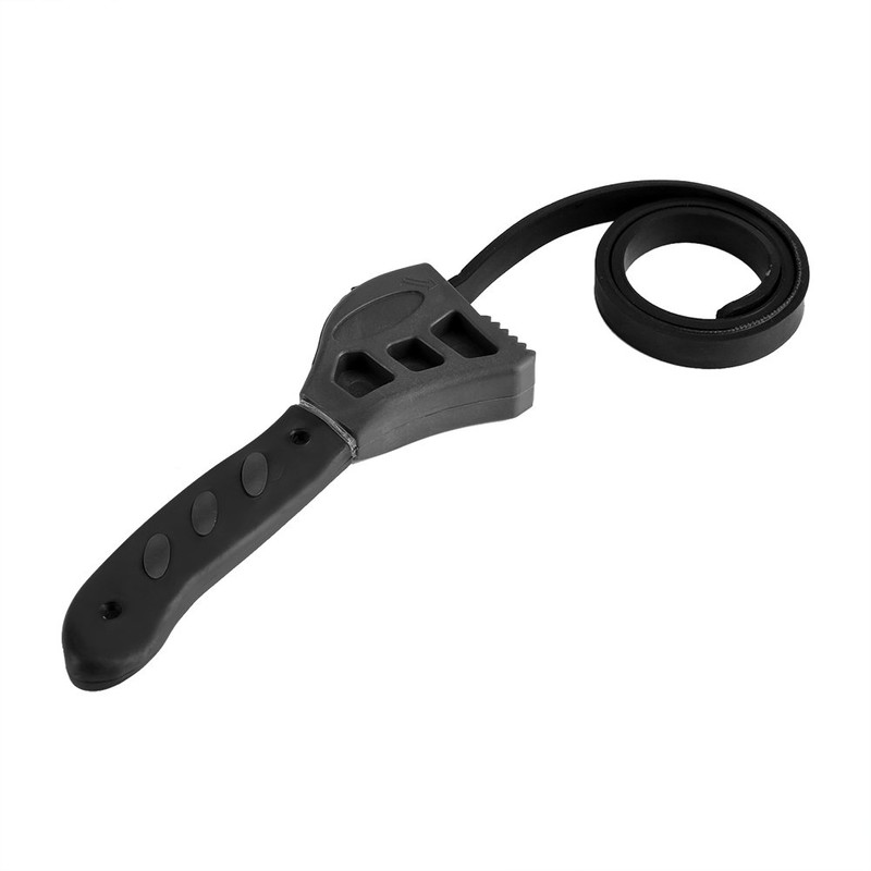 Strap Wrench, 500mm Rubber Strap Wrench, Universal Black Wrench Adjustable