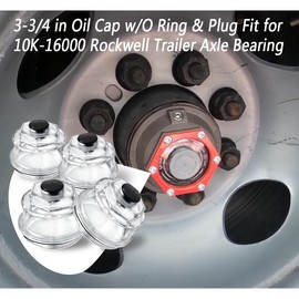 XTPTFABS,12011-1 2PCS Oil Bath Dust Caps 3-3/4 in Oil Cap w/O Ring & Plug Fit for 10K-16000 Rockwell Trailer Axle Bearing (4)