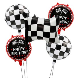 GOTPASS 5 Pieces Race Car Foil Balloons Race Car Theme Birthday Party Decorations Set Kids Adults Driving Motor Sports Birthday Party Decor Supplies