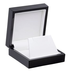 ALLUREPACK Allure - Wooden Earring/Pendant Box - Black Wood Jewelry Gift box, With High Polish Lacquered Gloss Finish And Cream Colored Leather Interior, For Unique Proposal, Engagement Or Wedding.