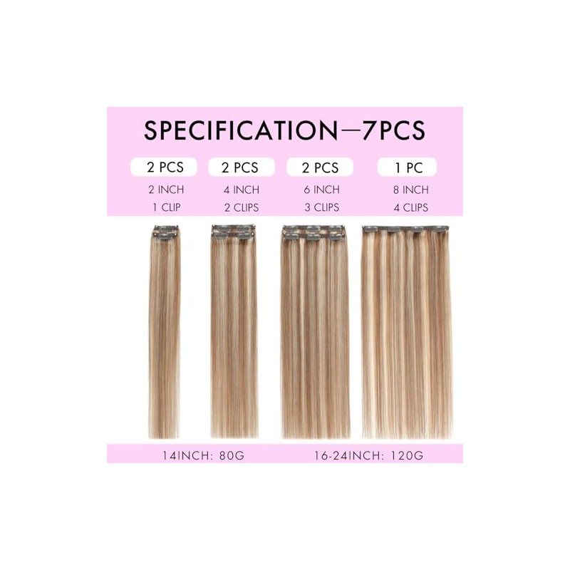 EINbeauty Clip In Extensions Echthaar 7St√ºcke 120g 40cm Extensions Echthaar