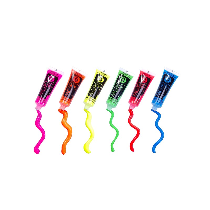 UV Glow Neon Face and Body Paint Set of 6