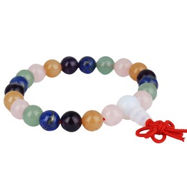 KYEYGWO Mala Prayer Beads Bracelet for Woman, Semi Precious Solid Color Round Stretch Bracelets, Mixed Stone