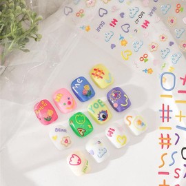 Unikato Nail Stickers Nail Art Stickers, Colorful, Set of 6, Embossed, Bear and Flower Pattern, 3D Sticker, Just Stick, DIY Nails, Cute