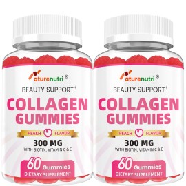 Naturenutri (2Packs) Vitamin C & E Collagen Peach Gummies – 300mg