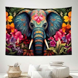 LATETOMT 60x44in Elephant Tapestry Elephant Photo Back Wall Tapestry Animal Photo Wall Art Hanging for Adults Boys Living Room Bedroom Dorm Decor LTMTADJ988