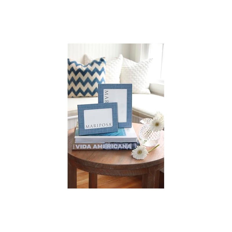 HEATHER BLUE FAUX GRASSCLOTH 5x7 FRAME |BLUE | TEXTILE |