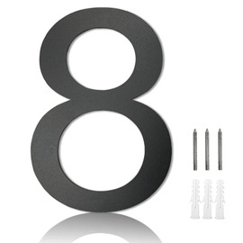 MOLVCE Stainless Steel Door Numbers, 8 inch Modern House Numbers, Floating House Signs for Outside, House Number Sign Screw On for Home, Address, Store, Font Arial, Anthracite Gray - Number 8