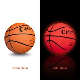 OMOTIYA - Balón de Baloncesto con luz LED, tamaño 7, con Pilas, Bomba, Brilla en la Oscuridad, balón de Baloncesto de tamaño Oficial para Interiores y Exteriores, Color Naranja