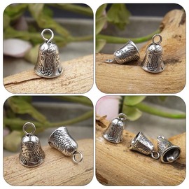 Sewroro Vintage Tin Bells Tibetan Silver Bells Antique Bell Pendants for DIY Wind Chimes Jewelry Making 30pcs