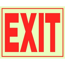 Hillman 840200 Glow-in-The-Dark Exit Sign 8" x 11", 8 inches x 11 inches, White
