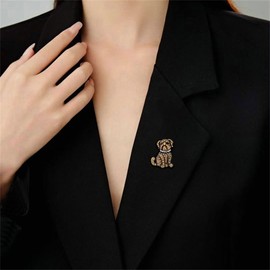 Cute Rhinestone Dog Brooch for Women Men Crystal Cubic Zirconia Brooches Unique Jewelry Lovely Lapel Pin Animal Puppy Fashion Clothing Accessories Corsage Decoration for Hat Suit Pet Lover Daughter