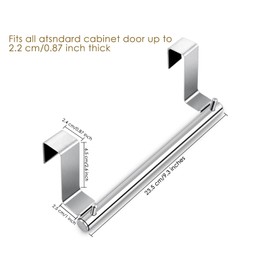 DS. DISTINCTIVE STYLE Kitchen Towel Holder Over Cabinet Door Towel Bar 2 Pieces Stainless Steel Kitchen Towel Hanger (Silver - Upgraded: with pegs on Both Ends)