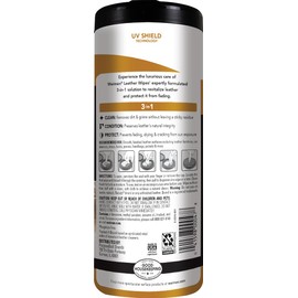Weiman Leather Cleaner Wipes - Clean Condition UV Protection Help Prevent Cracking or Fading of Furniture, Car Interior, Couch, and Shoes, 4 Pack