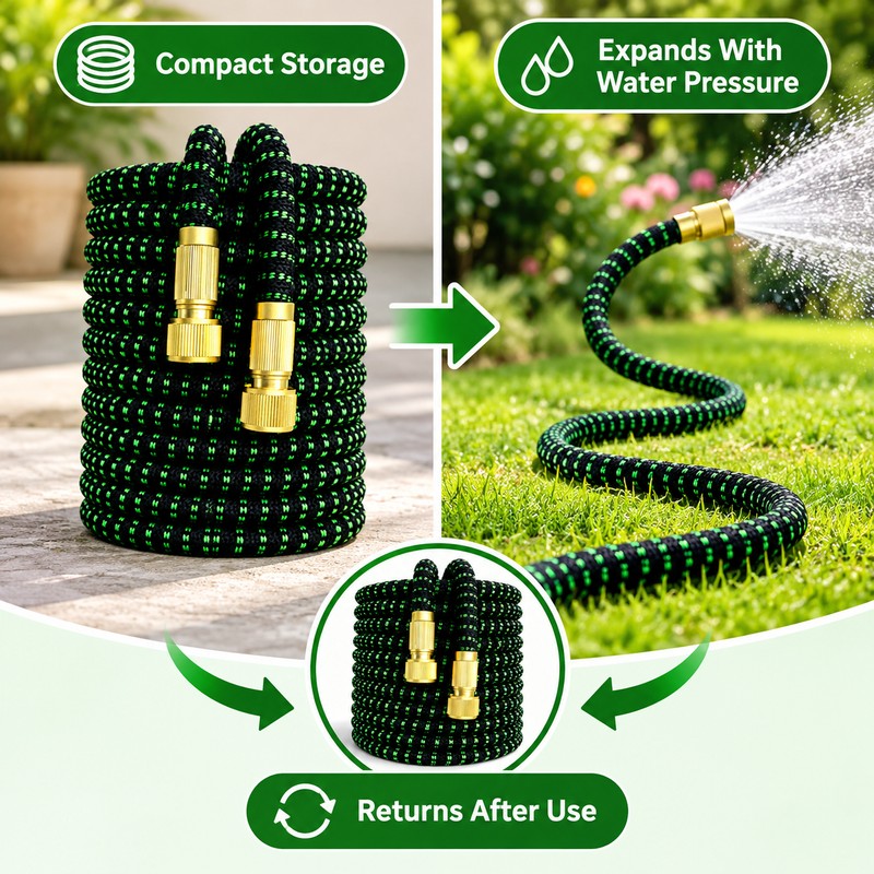 Flexible Garden Hose for Watering & Car Washing – 1/2in