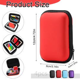 AHEJIOO Pack of 4 Pocket Playing Card Box, Playing Card Case, Playing Card Storage, Waterproof Cable Bag, for Cards, Playing Cards, Headphones Data Cable Storage (Red, Purple, Black, Blue), colour