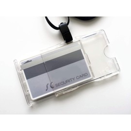 IC Employee ID Card Holder with Anti-Interference (Built-in Error Prevention Separator), Holds 2 Cards, Hard Case & Strap