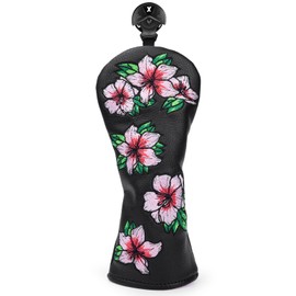 Golf Headcovers Embroidery Driver Cover Fariway Wood Headcover Hybrid Head Covers Leather Golf Club Covers for Most Brand,Black (for Fariway Wood)