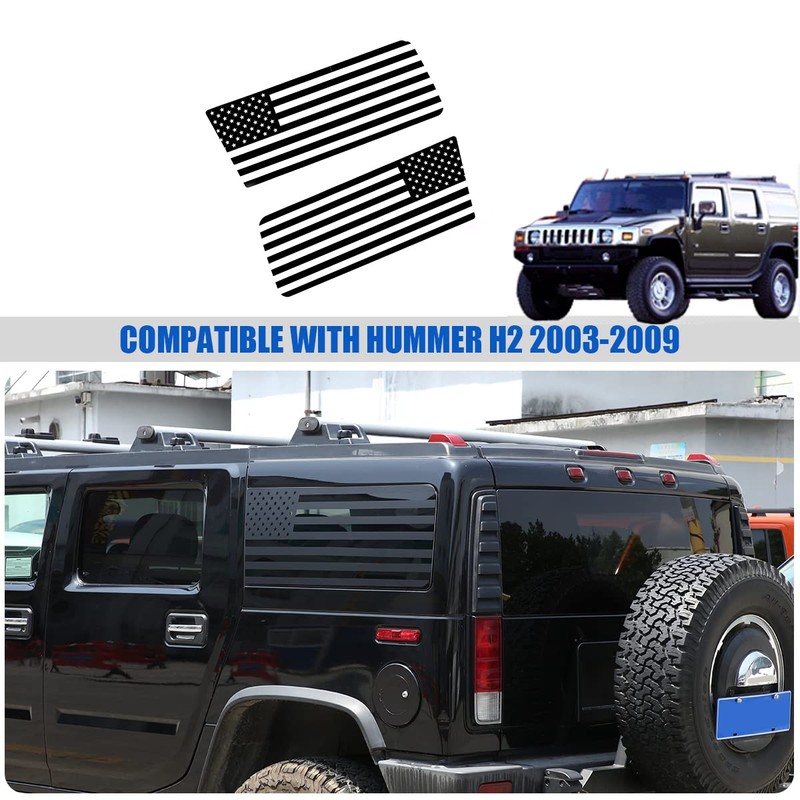 Rear Side Window American Flag Decals Fit for 2003-2009 Hummer