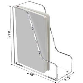 SANRUI 2 Pack Acrylic Magazine File Holder, Vertical File Sorter Holders Desk Organizer, Clear Folder Organizer Document Rack for Office Desktop, Home Workspace, 8.66inx8.46inx3.15in