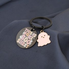 BEKECH This Is Some Boo Sheet Keychain Ghost Keychain Boo Sheet Keychain Gift Boo Ghost Gift Boo lover Gift (BLACK)