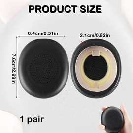 Replacement Ear Pads for Jabra Evolve2 65/Evolve2 40/Elite 45h On-Ear Wireless Headset Earpads Memory Foam Earpads with Soft Protein Leather - Black