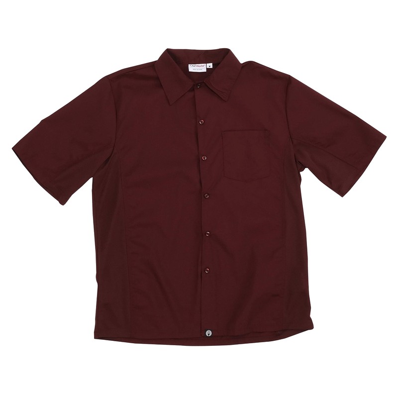 Chef Works Men's Universal Shirt, Merlot, Medium