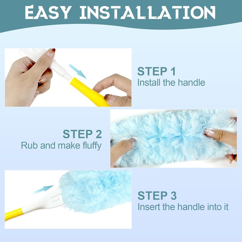 Replacement Duster Handle Extended Handle, 3Pcs Extender Duster Mop Handles,Extendable