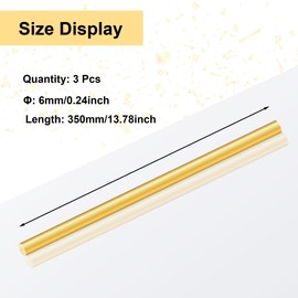 LAVMHAB Round Brass Rod 6mm x 350mm, Solid Round Brass Shaft Rods Brass Bars for DIY Craft (3 Pcs)