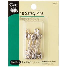 Dritz 72-2 Safety Pins, Size 2 (10-Count)