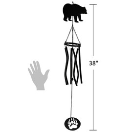 Black Bear Wind Chime with Metal Tubes, 37.5"