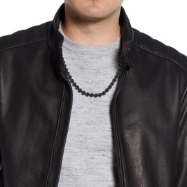 GAVU 8mm Crystal Necklace for Men, Men's Crystal Beaded Necklace, Lava Necklace for Men