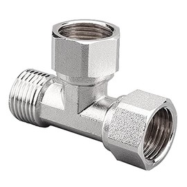 Beduan Stainless Steel 1/2" 3 Way Diverter, 2 Ends Movable Cap Flexible Tee Connector for Angled Valve Bidet Sprayer Shower Arm