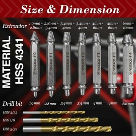 Damaged Screw Extractor Set 10 Pcs Easy Out Stripped Screw Remover Tool for Screws and Broken Bolts Reverse Drill Bit Extractor Set for Rusted or Stuck Hardware