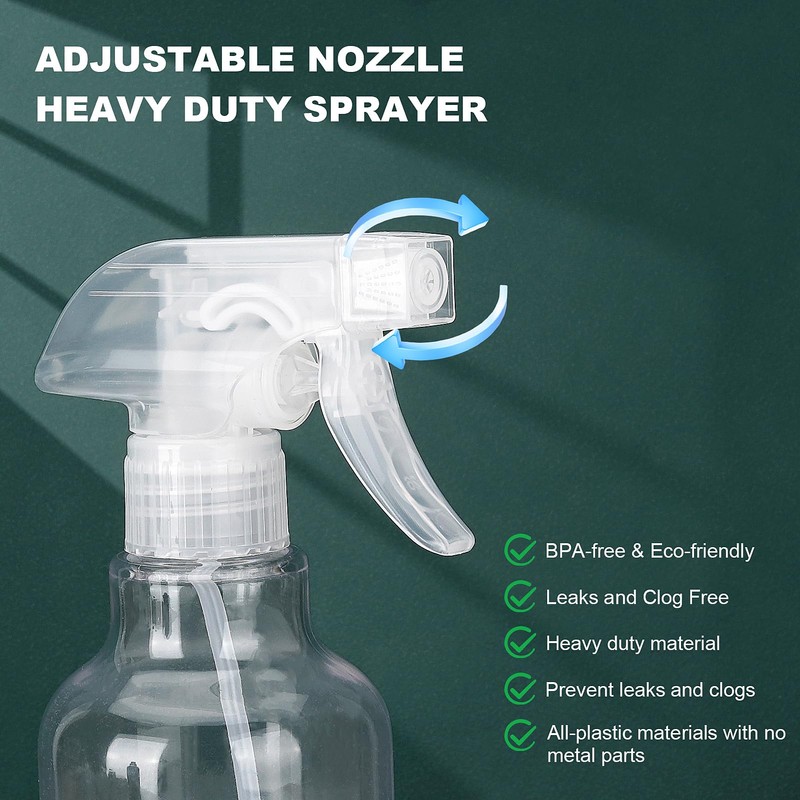 Hethyo Spray Bottles 16.9oz Plastic Spray Bottle for Hair Mist/Stream