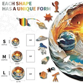 KAAYEE Wooden Puzzles for Adults, Planet Travel Wood Jigsaw Puzzle Adult, 192 Pcs Advanced Puzzles Gifts for Birthday Gifts, Family Game(11 * 10.8in)