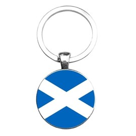 Art Attack Scottish Flag Keychain, Scotland Tartan Army National Football Soccer Team Accessories History Party Favor Fan Car Key Chain Ring Pendant Charm (Silver), Silver, Small