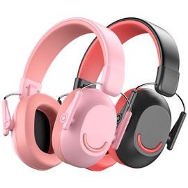 Link Dream Ear Protection Ear Muffs for Kids Noise Reduction SNR 30dB Hearing Protection for Show, Concert, Events, Fireworks (2, Black+Pink)